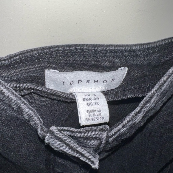 TopShop Washed Black Button Denim Bodycon Dress 12 - Picture 6 of 7